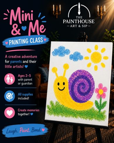 Mini &amp; Me painting class for kids and parents with all supplies included.