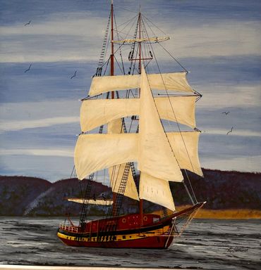 painting of sailing ship