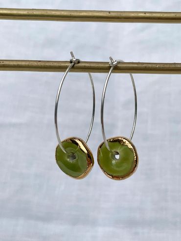 green ceramic earrings