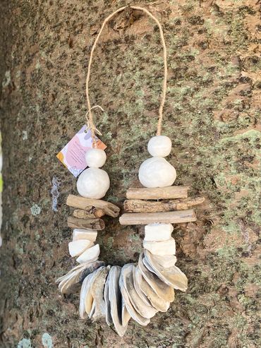 necklace made of items found on beach