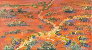 abstract painting red earth and plants