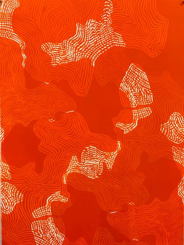 Abstract orange and white contour pattern.