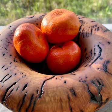 wood bowl with fruit