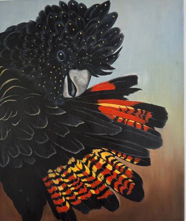 painting of a black cockatoo