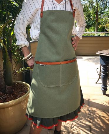 green canvas apron