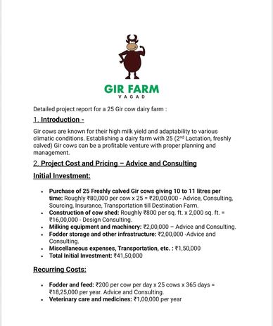 Detailed Dairy Project Reports for different Farm sizes.