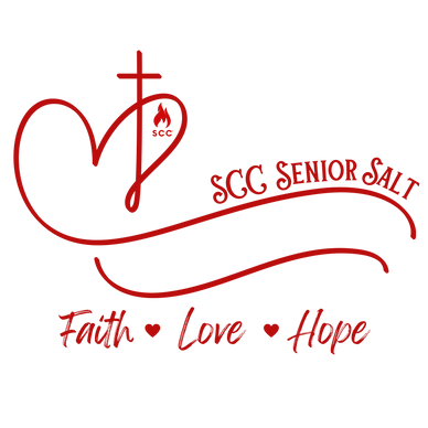 Red logo with a heart, cross, and words faith, love, hope.
