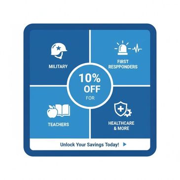 Military, First Responders, Healthcare Workers, and Teachers all receive 10% OFF services! 