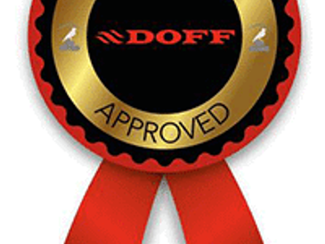 DOFF approved badge with a red ribbon.