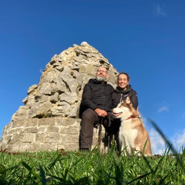 Happy couple with dog