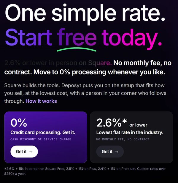 Promotion for Depsoyt credit card processing rates.