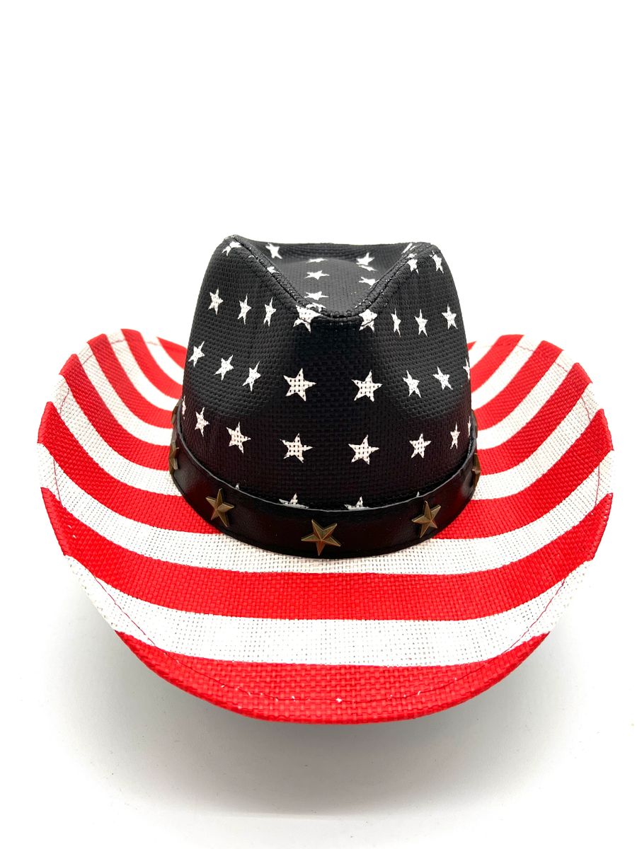 Western American Flag Straw Hat