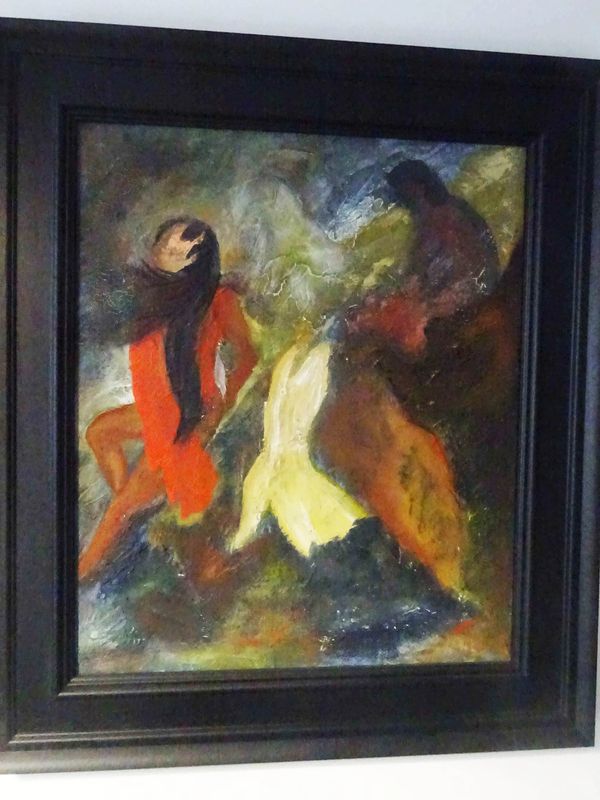 Mid Century vintage Danish oil painting