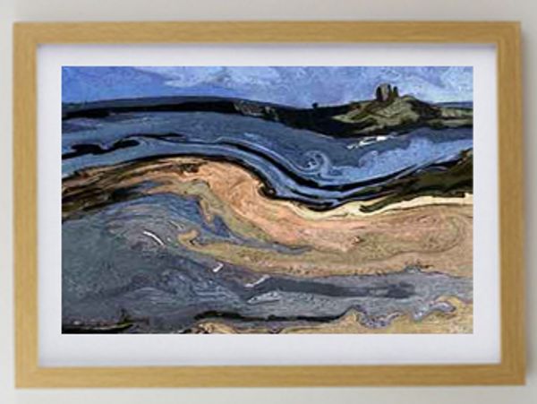 Abstract study of Low Newton Northumberland by artist and author MiE Fielding. Limited edition frame