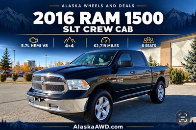 2016 RAM 1500 SLT Crew Cab 4x4 with a 5.7L HEMI V8, 62,719 miles and seating for 6. Clean title cars