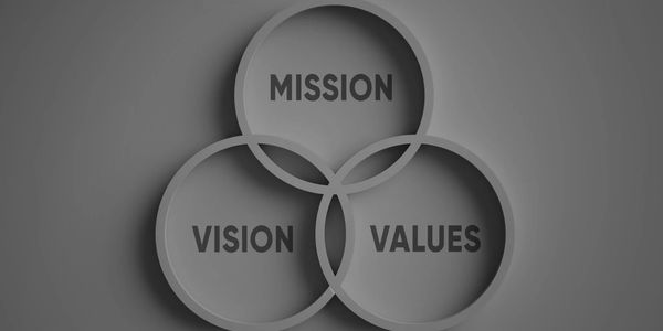 Our mission our values, and our mission, Vison black and white image