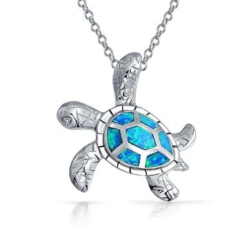 Sterling Silver and Opal Sea Turtle Charm