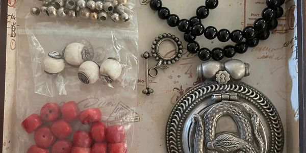 Components used to create one of a kind piece. This piece opens up to collect treasures. It is made 