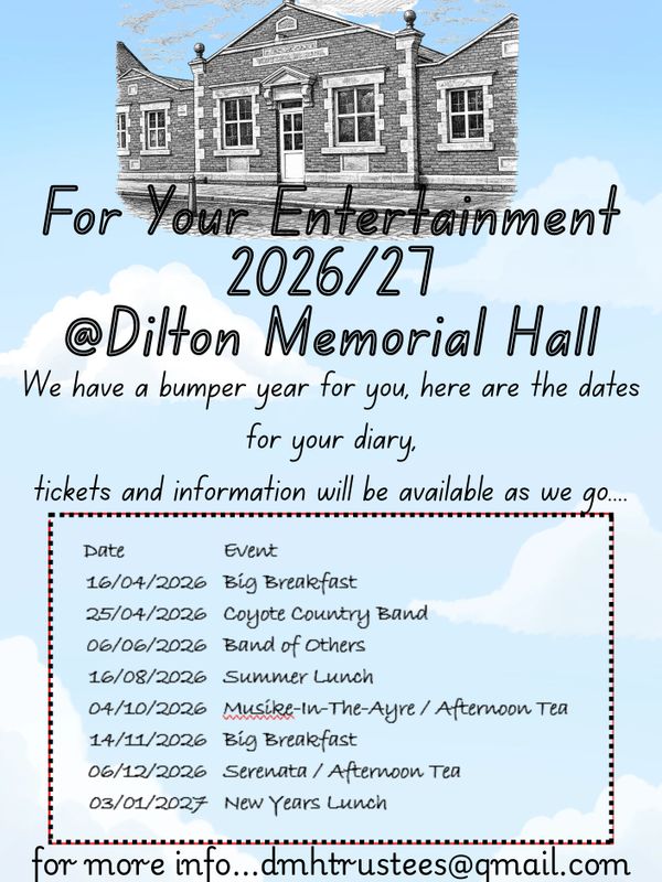 Dilton Memorial Hall Upcoming Events
Dilton Memorial Hall has always been a hub of activity and last