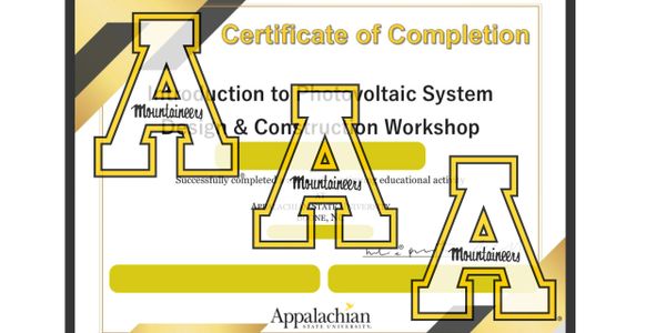Certificate of Completion from Appalachian State University with Mountaineers logos.
