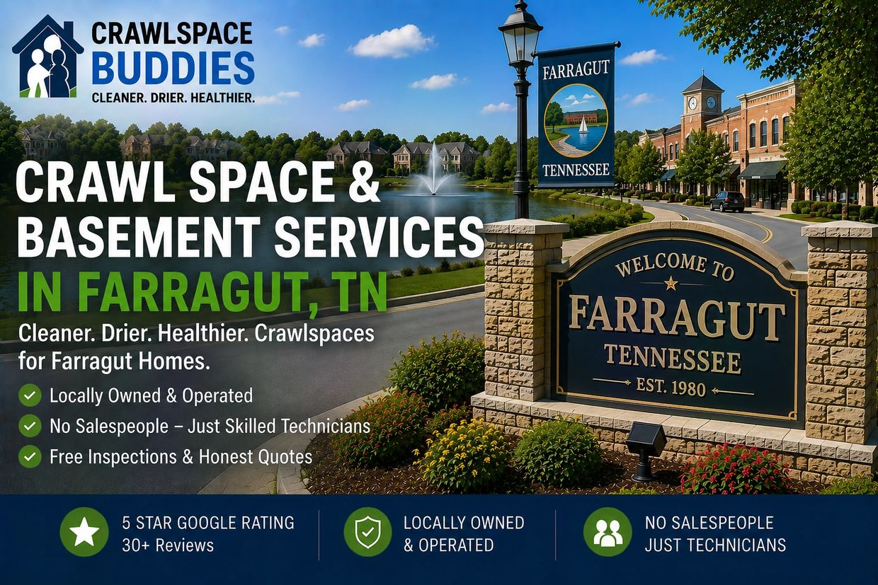 Crawl space and basement services in Farragut, TN.