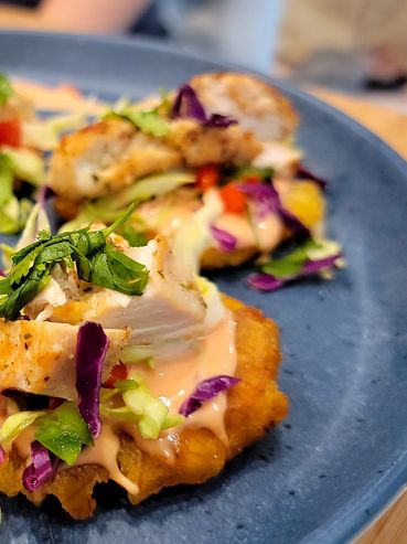 Loaded Tostones with Grilled Chicken Breast