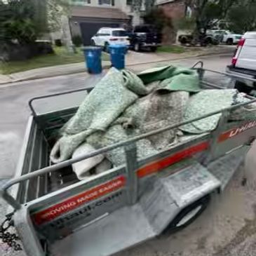 carpet scraps and debris , ready for junk hauling in San Antonio by Yellowstone Junk Removal