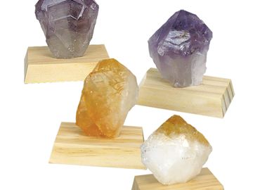 Crystals emanate frequencies to mirror the body's organs.  Amethyst and Citrine are popular stones 