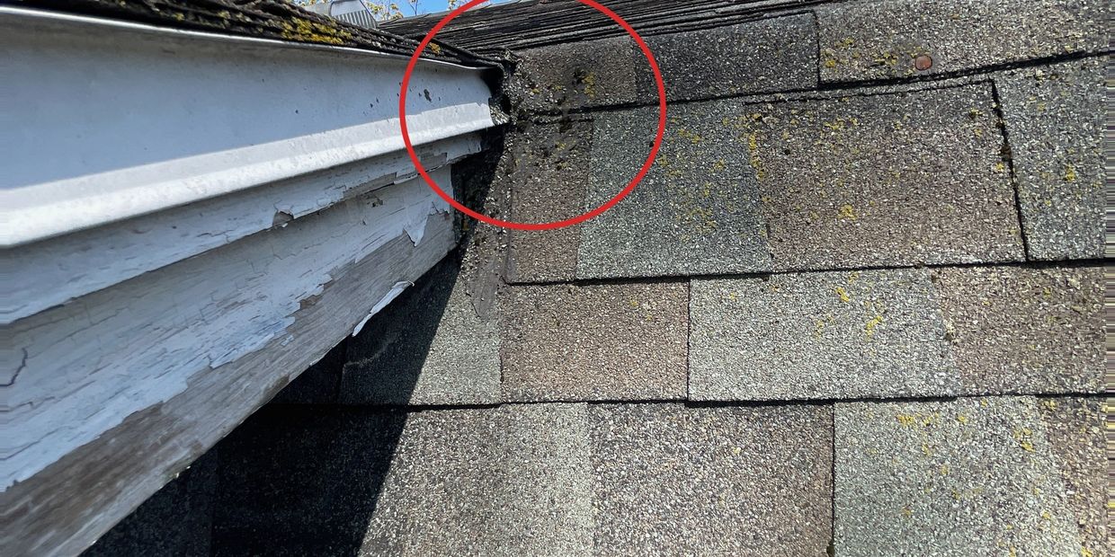 A damaged roofline in Niles.