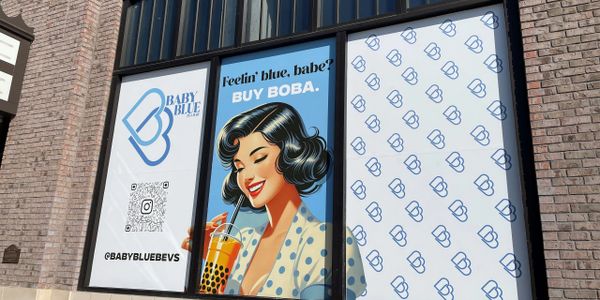 A striking storefront vinyl wrap
