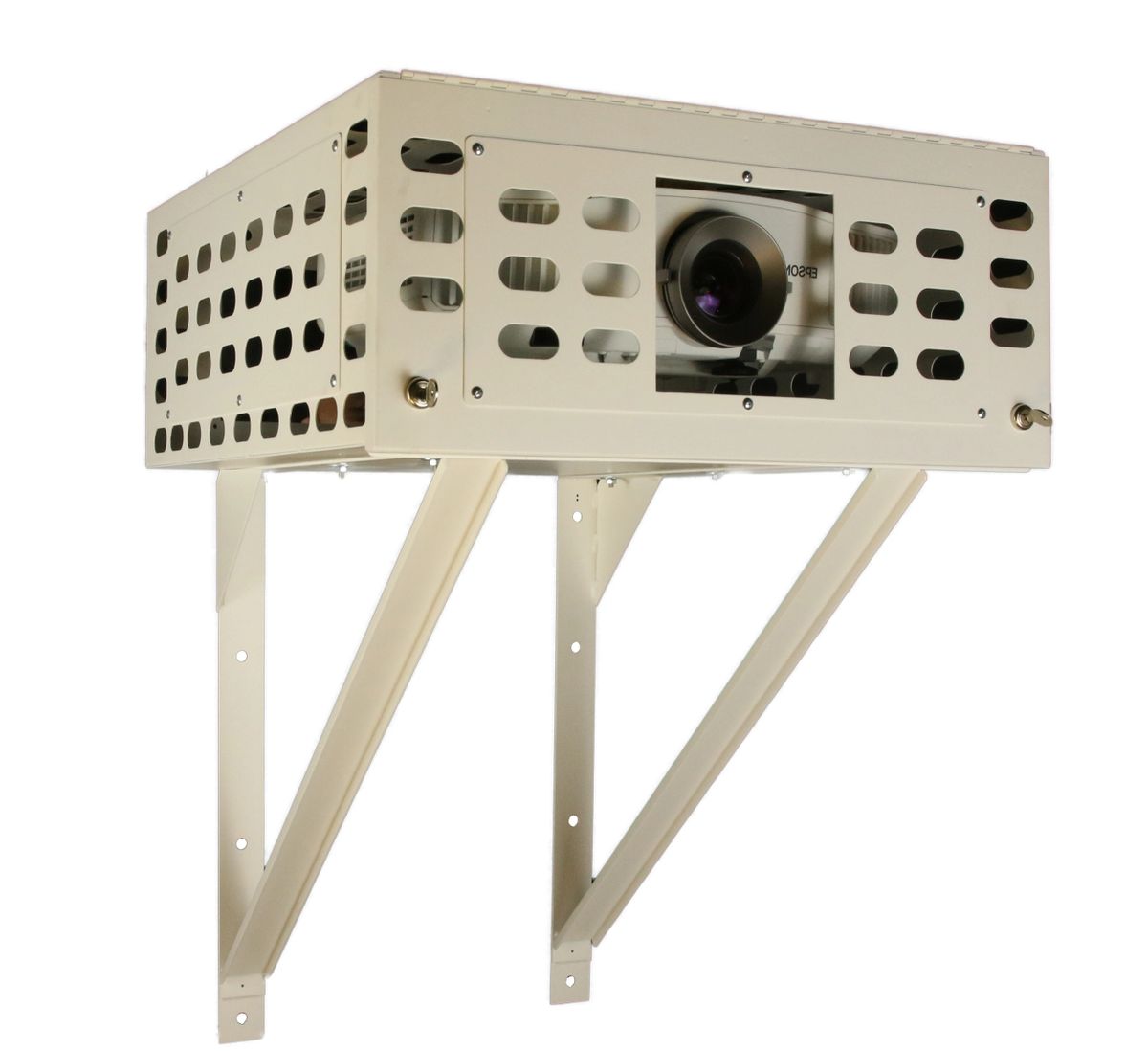 Projector cage with double key lock security Wall mount medium (24.8
