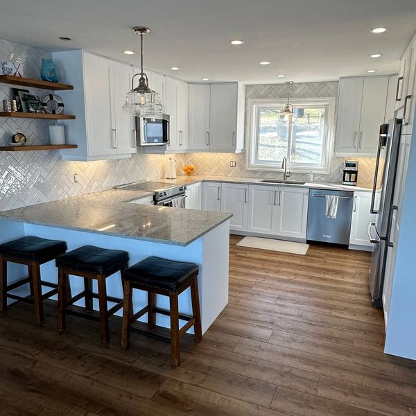 Floating Shelves, Tile Backsplash, Ikea Kitchen