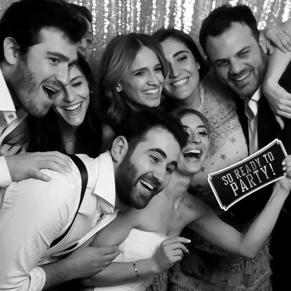 Black and white wedding photo booth pictures
