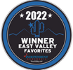 Blue and black seal with image of saguaro and text 2022 Winner East Valley Favorites EastValley.net
