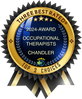 Gold and blue seal reads Three Best Rated 2024 Award Occupational Therapists Chandler. Top 3 Choices