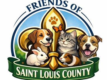 Logo featuring smiling pets promoting Saint Louis County Animal Shelter Foundation.