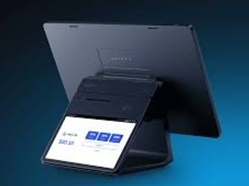 A sleek all-in-one POS system with dual screens, one for customers and one for staff.