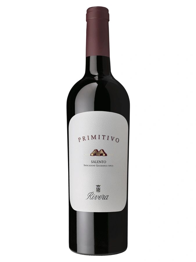 Bottle of Primitivo red wine from Salento by Rivera.