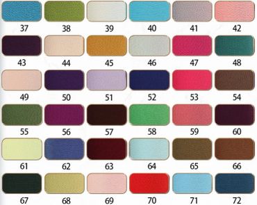 A fabric color chart with 36 swatches numbered 37 to 72.