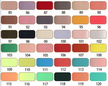 Various color swatches numbered 85 to 120 in different shades.