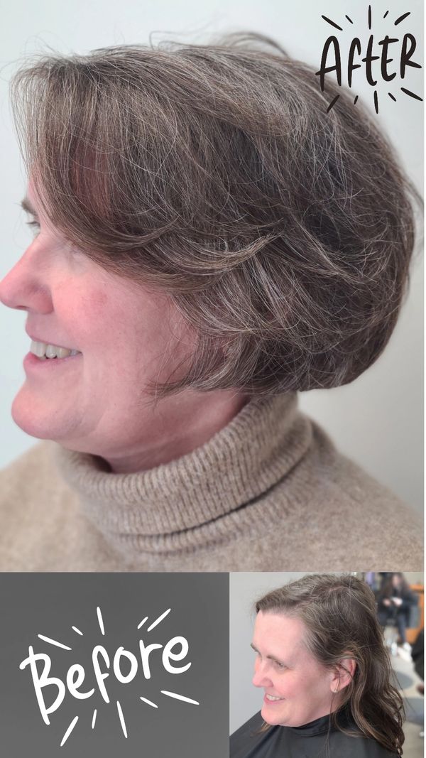 before and after photos of hair cut on fine, thin hair
