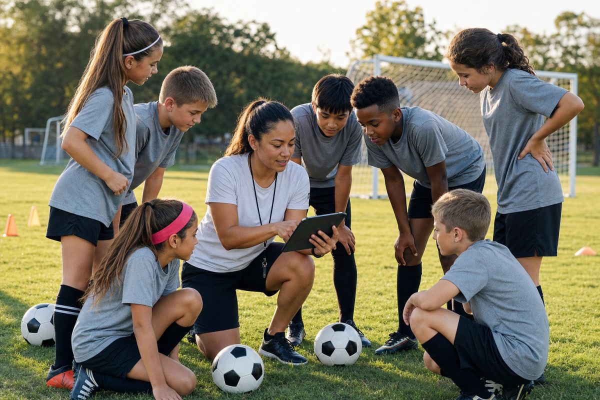 A trusted coach supporting young athletes
