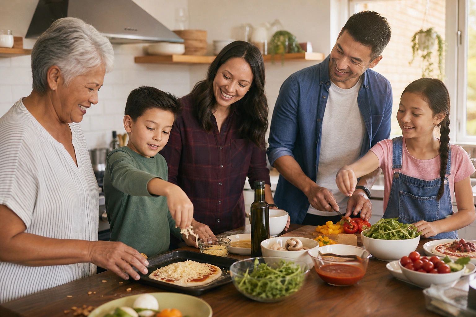 A family cooking together