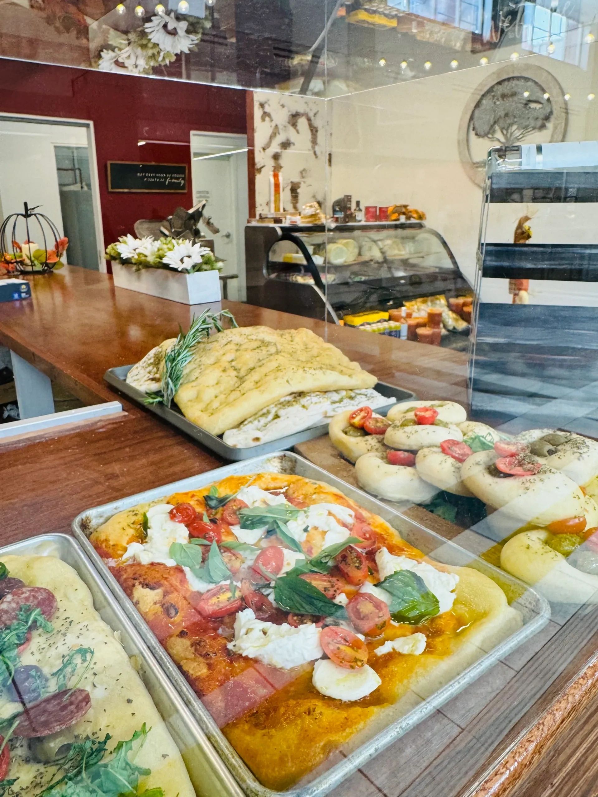 We offer a variety of Focaccia and meals to go and an assortment of desserts ,