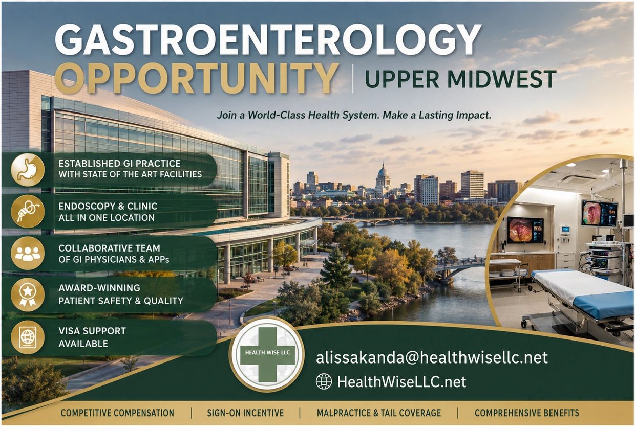 Gastroenterology job opening in Upper Midwest with Health Wise LLC.