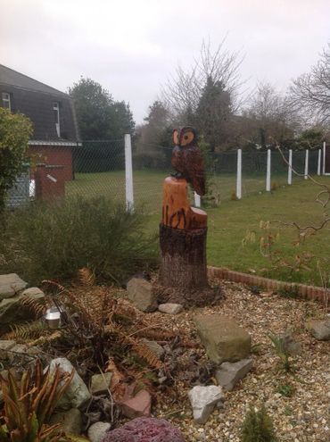 wood carving of owl