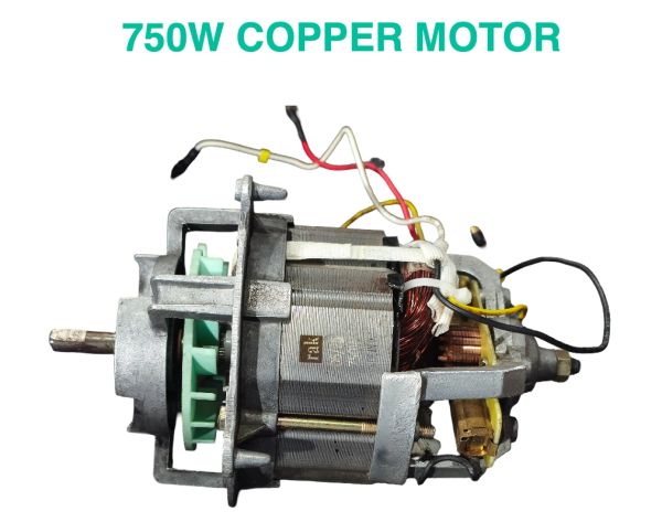 750W copper motor with visible wiring and metal frame.