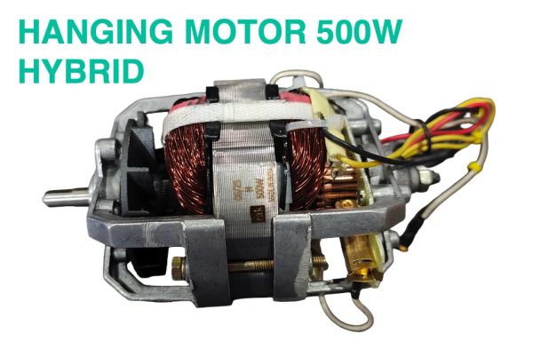 500W hybrid hanging motor with visible copper coils and wires.