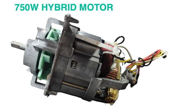750W hybrid motor with exposed components and wiring.