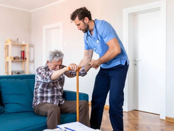 Young man physician and old mature senior man